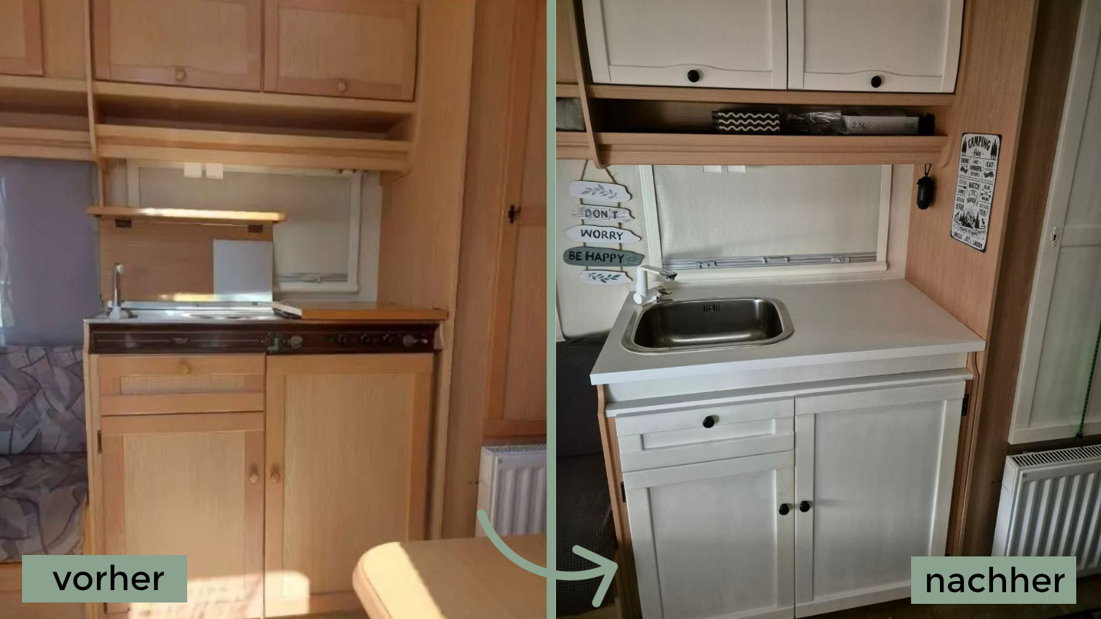 Wohnwagen Küche vorher nachher